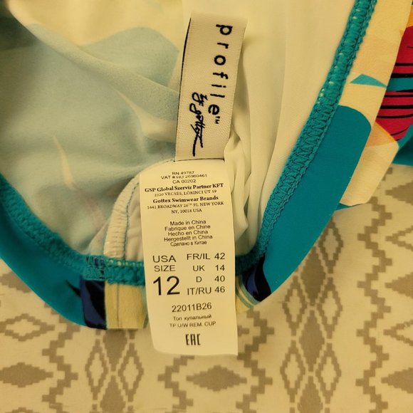 36. Profile by Gottex tankini top. Size 12. NWT - Picture 5 of 7
